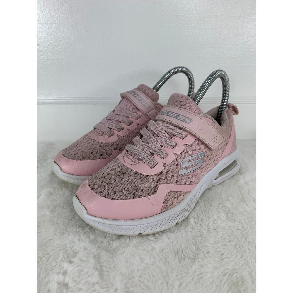 Skechers Microspec Max Light Pink Sneakers Elastic Laces Youth Size 2